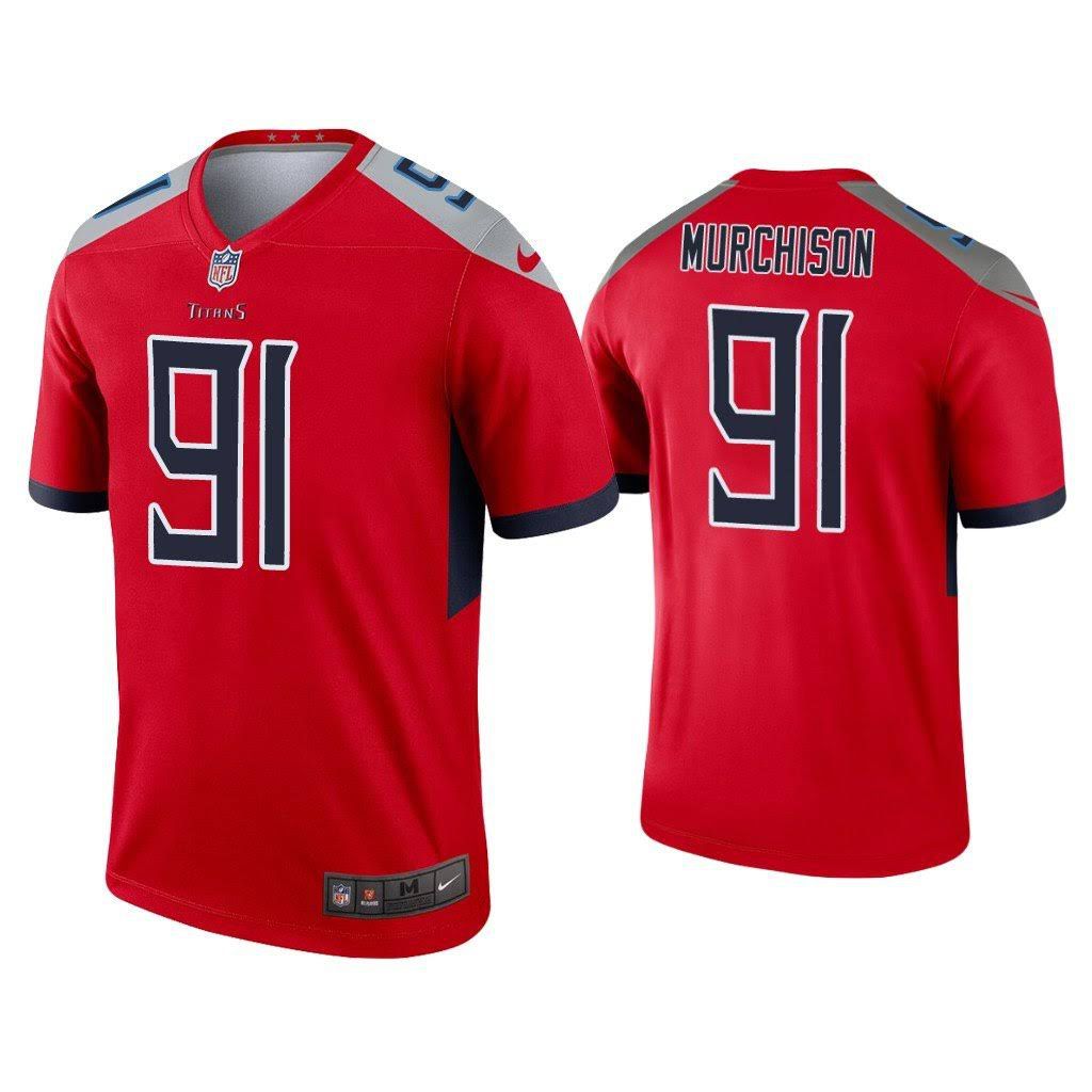 Men Tennessee Titans 91 Larrell Murchison Nike Red Inverted Legend NFL Jersey